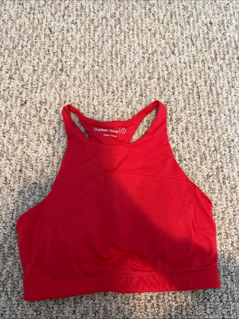 Outdoor Voices Red High-Neck Performance Sports Bra (Inner Pad Liners Included)